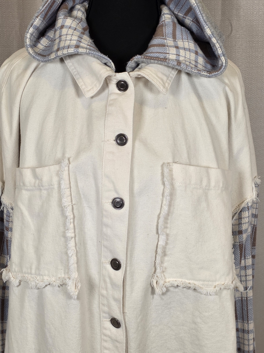 Oli & Hali Boho Fringe Hooded Jacket Oversized Shacket Large - Picture 2 of 14